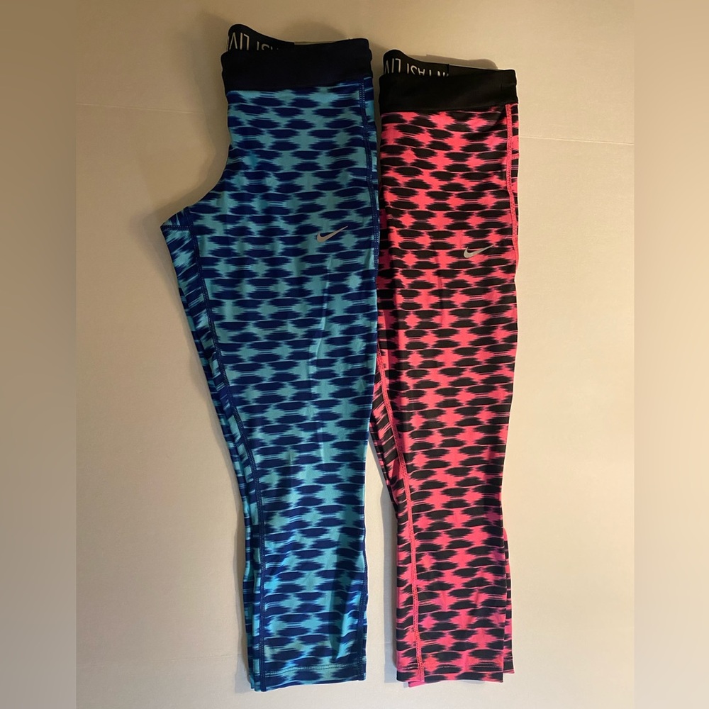 Nike Relay Running Leggings NWT Tight Fit Lot(2) Black/Pink Blue, Women's Size S